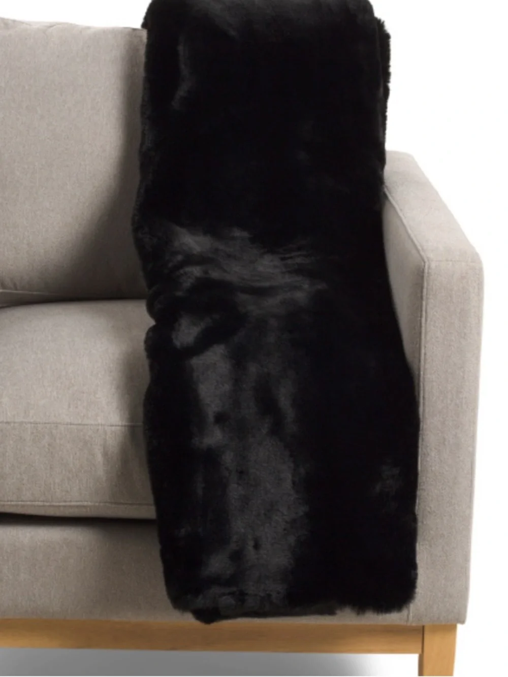 RACHEL RACHEL ROY Black Faux Fur Throw